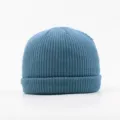 Solid color knitted beanie hat for autumn and winter, warm and casual dockworker cap. - Haze Blue
