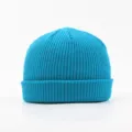 Solid color knit beanie hat for men and women, stylish winter warm casual skull cap. - Teal