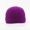 Purple knit beanie hat for men and women, autumn winter warm casual docker cap fashion style. - Deep purple