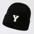 Black Letter Y Patch Knit Beanie Hat Fashion Streetwear Warm Winter Cap for Unisex - Adjustable / Letter Y