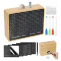 Hucha de madera con ocho paneles de objetivos de ahorro y cuatro rotuladores de colores - Euro / Dorado