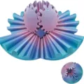 Detailansicht der 3D-gedruckten Zahnradkugel in Pink-Blau mit ineinandergreifenden Teilen - Blau-Rosa Verlauf / 6cm