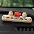 Pulcino carino targa parcheggio temporaneo auto, ornamento cruscotto in resina per veicoli. - Due Polli + Cestino Quadrato Cachi