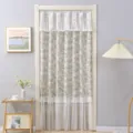 Retro floral door curtain privacy shield hanging curtain for bedroom and living room - Width 1.35m Height 2m / Elegant Orchid Linen