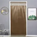 Brown velvet door curtain with elegant white lace trim for home decor and room partition. - 90*180cm / Italian Velvet Coffee