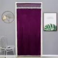 Purple velvet door curtain with white lace trim, punch-free room partition hanging cloth. - 90*180cm / Purple Italian Velvet