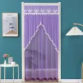 Purple lace door curtain mosquito net for bedroom home decor elegant sheer panel style - Abundant Blessings Purple