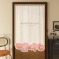 Cream style floral door curtain punch free privacy half curtain aesthetic partition curtain - 65x70cm / Rouge Red