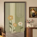 Moderna tenda per porta con stampa floreale astratta, divisorio per privacy senza forare. - 95x150cm con asta / Camelia in fiore