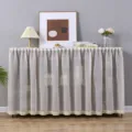 Punch-free lace edge translucent cabinet curtain dust cover for home storage shelf unit. - Flat Width 2m Height 40cm / Hemp