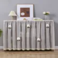 Details of the punch-free dust curtain featuring cute cloud decor for cabinets and shelves. - Flat Width 2m Height 40cm / Linen Cloud