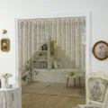 French vintage lace short curtain embroidery door partition for hallway and bedroom decor - Note: Telescopic Rod 70-120 cm / Golden Silk Plum