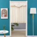 Lace door curtain short half curtain bedroom partition curtain aesthetic home decor white - 90*120cm / Double Layer Opaque / Beige
