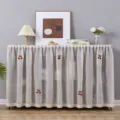 White sheer cabinet curtain with cute red cherry decor and lace trim, punch-free. - Flat Width 2m Height 40cm / Linen Cherry