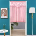 Pink lace door curtain half curtain partition for bedroom home decor mesh curtain decorative - 90*120cm / Double Layer Opaque / Pink
