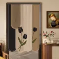 Tenda da porta minimalista moderna con design astratto di tulipani per la privacy. - 95x150cm con asta / Tulipano Wabi-sabi