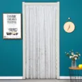 French luxury white lace door curtain bedroom partition net curtain decorative hanging curtain - 1.45m Wide 1 Panel Rod Pocket Height 90cm With Rod / Beaded Lace White
