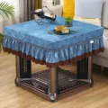 Square table cover dustproof mahjong table cloth luxury decorative tea table fabric protector. - 95*95cm / Checkered Blue