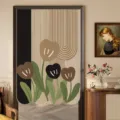 Tendina per porta creativa e artistica separatore d'ambiente decorazione moderna chic - 95x150cm con asta / Legno floreale