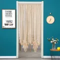 French luxury lace door curtain bedroom partition sheer curtain hanging curtain decor for home - 1.45m Wide 2 Panels Rod Pocket Height 90cm With Rod / Beaded Lace Orange