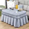 Verdichtete Samt Winter Heiztisch Abdeckung Rechteckig gesteppt Heimtextilien Stoff - Graue Chenille-Stickerei