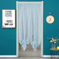 French luxury lace door curtain bedroom partition semi-sheer hanging curtain home decor - 1.45m Wide 2 Panels Rod Pocket Height 90cm With Rod / Beaded Lace Blue