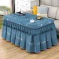 Copertura per tavolo riscaldato in velluto ispessito tovaglia stufa elettrica rettangolare inverno - L120*P70*A68 cm / Ciniglia ricamata blu scuro