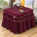 Housse de table électrique carrée matelassée hiver chaude couverture chauffage maison - 70*70*H 68cm / Rouge vin noyau de datte