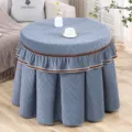 Gewatteerd rond tafelkleed dikke pluche verwarming tafelrok grijs home decoratie - Diameter 80cm rond * hoogte 68cm / Gewatteerde dubbelzijdige fleece met stippen grijs