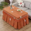 Rechteckige Heiztischabdeckung Süßes Kaninchenmuster Dünne Vier Jahreszeiten Tischtuch - 70x130x68cm / Hase Orange