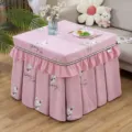 Rosa rechteckige Tischdecke mit süßem Hasenmuster und Rüschen für stilvolle Dekoration. - 70x130x68cm / Hase Rosa