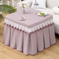 Pink plaid heater table cover square tablecloth dust cover for living room home decor - 70*70*H 68cm / All-Season Houndstooth Pink