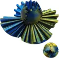 Zweifarbiger 3D-gedruckter Getriebeball mechanisches Spielzeug, offen und geschlossen - Blau und Gelb Farbverlauf / 6cm
