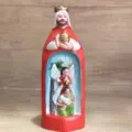 Exquisite hand-painted resin Wise Man figurine with interior Christmas nativity scene - Three Wise Men Ornament (Red) / Small 10cm / Red