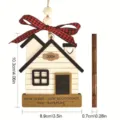 2024 Neues Zuhause Weihnachtsornament aus Holz mit Karoschleife, 10.3x8.9x0.7cm - Kleines Haus Stil (2024挂件-3)