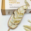 Komplettes DIY Mosaik-Bastelset mit federförmigem Design für Kinder und Erwachsene - Stil B Weiß Gelb