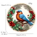Lebendiger 3D-Acrylvogel-Wandbehang mit Stechpalmen und roten Beeren für die Dekoration - Blau-Orangener Vogel