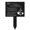 Schwarzer Garten-Gedenkpfahl mit Gedicht 'God saw you getting tired', Kreuz und Tauben - Kreuz Taube Stil (B 款) / 20x14cm