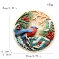 Runder 3D-Acryl-Kardinalvogel-Wandschmuck für die stilvolle Haus- und Gartendekoration - Kiefernzweig Kardinal