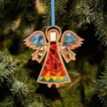 Handgefertigter bunter DIY Mosaik Glas Engel Anhänger am Weihnachtsbaum Zweig - Engel-Stil