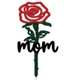 Gedenkstecker in Rosenform mit schwarzem Mom-Schriftzug für die Gartendekoration - Mom Rose Stil