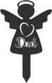 Schwarzer Gedenkstecker in Engelform mit Dad-Schriftzug für Garten und Friedhof im Freien - Dad Engel Stab (Stil 3)