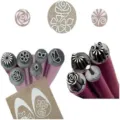 Premium 6 pieces nail art stamp pen set featuring various floral and geometric patterns for DIY - 10-Piece Set / Purple