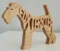Handgefertigtes Foxterrier-Hundepuzzle aus Holz für die kreative Schreibtischdekoration - Drahthaar-Foxterrier