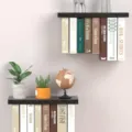 Modernes schwarzes 2-in-1-Schweberegal aus Holz für die Buchaufbewahrung im Wohnzimmer - Unsichtbares Schwarz