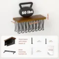 2-in-1 schwebendes Holz-Bücherregal mit Gummibändern, 42 cm Wandregal für die Aufbewahrung - Unsichtbares Kiefernbraun