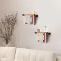 Zwei-in-Eins schwebendes Wandregal aus Holz für das Wohnzimmer - Stahl-Eisen-Rahmen