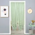 French luxury light green lace door curtain, elegant hanging partition for home decor. - 1.45m Wide 2 Panels Rod Pocket Height 90cm With Rod / Beaded Lace Green