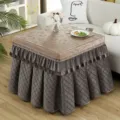 Thickened waterproof heating table cover rectangular flannel warm thermal table skirt. - 70*70*H 68cm / Padded Coffee Dutch Velvet Waterproof Cover with Floral Skirt