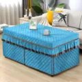 Thickened quilted rectangular heating table cover blue fleece winter table cloth decor - 80*138*68cm / 12-Piece Soft Diamond Blue